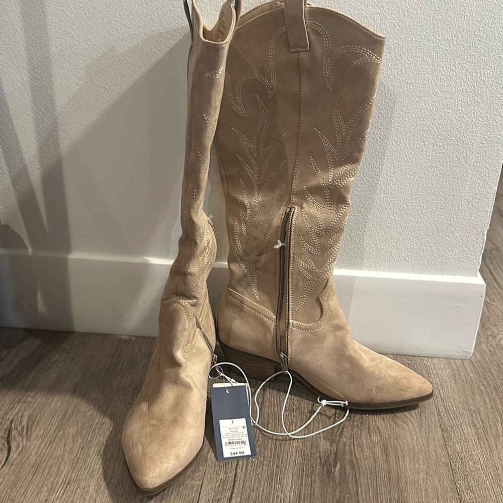 Universal Thread Beige Suede Cowgirl Boots